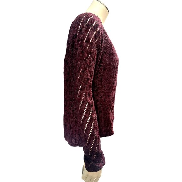 American Eagle Outfitters Burgundy Acrylic Wool Long Sleeve Sweater Medium - Picture 3 of 10